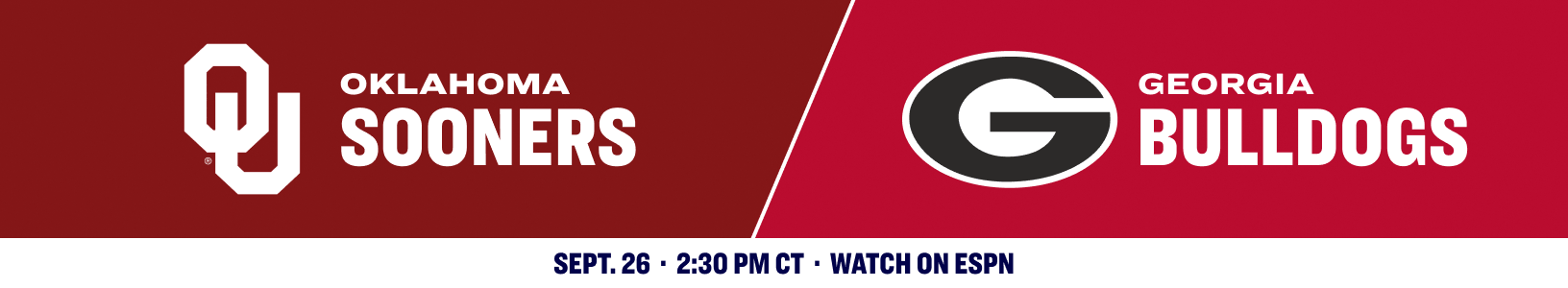 Oklahoma Sooners versus Georgia Bulldogs. September 26, 2026.