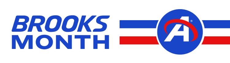 “Brooks Month” promotional banner featuring the Brooks logo and Academy Sports + Outdoors logo.