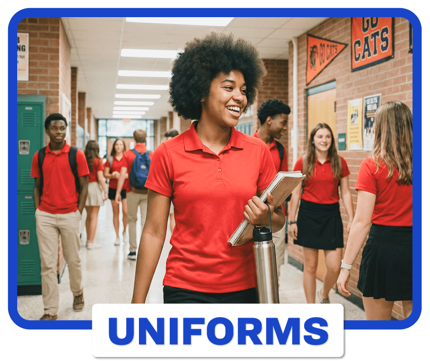 Shop young women's uniforms for school.