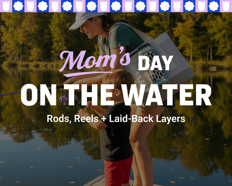 Adult and child fishing together on a lakeside dock, promoting outdoor gift ideas for Mom's day on the water.