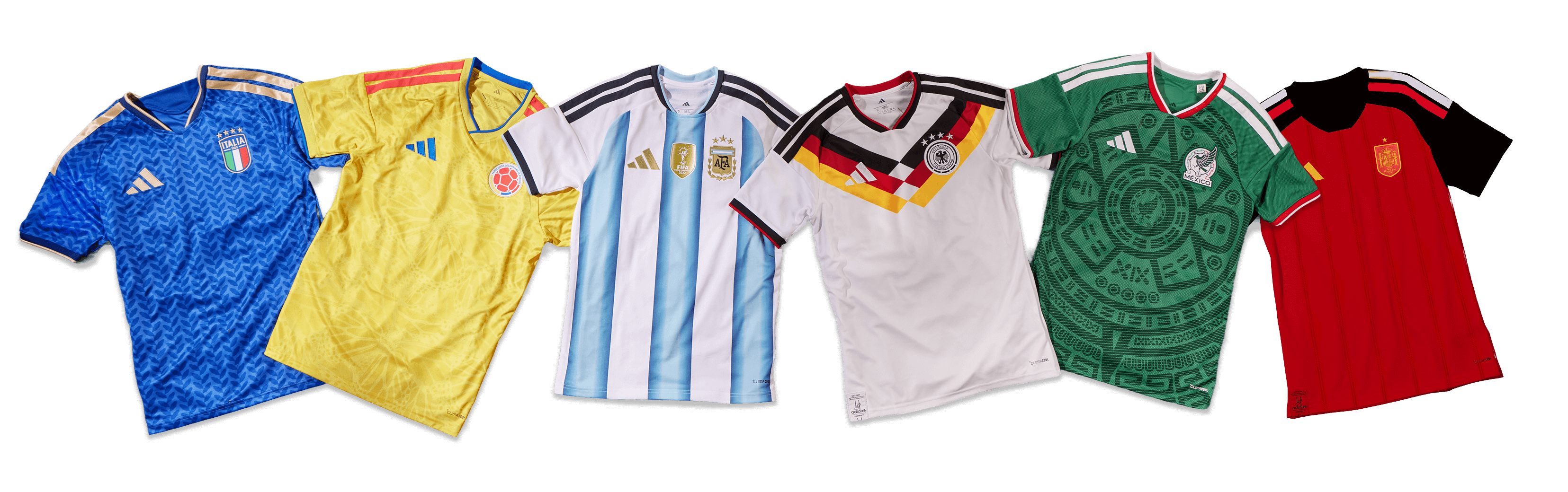 A collection of 6 FIFA World Cup 26 home kits