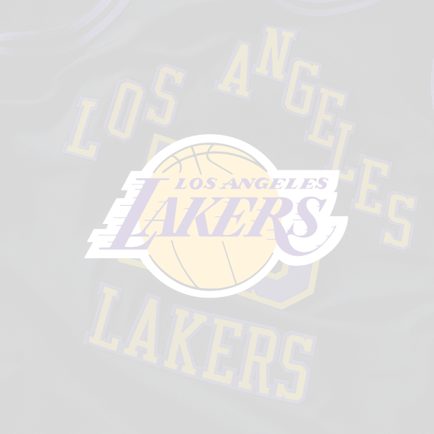 Los Angeles Lakers logo overlaid on top of a closeup of Spurs NBA jersey.