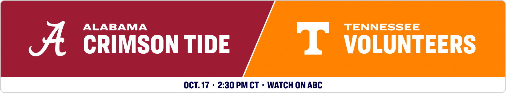 Alabama Crimson Tide versus Tennessee Volunteers. October 17, 2026.