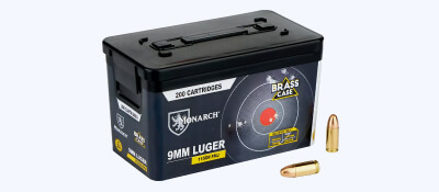 Monarch Brass Case 9mm Luger 115-Grain Flip Top Ammunition Can - 200 Rounds
