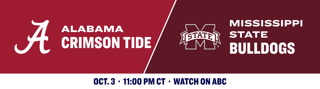 Alabama Crimson Tide versus Mississippi State Bulldogs. October 3, 2026.