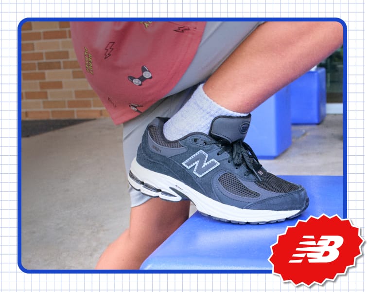 Close-up of New Balance lifestyle sneaker from the 2002R and 327 footwear collection.