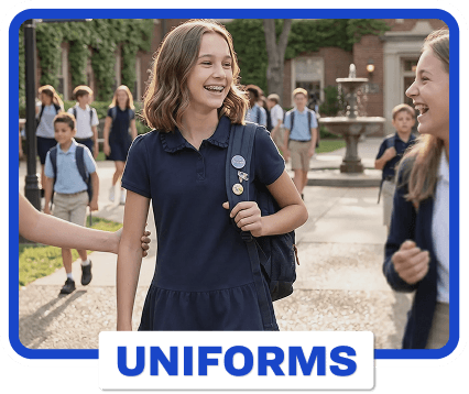 Shop girls' uniforms for school.