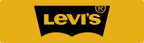 Levi's brand logo displayed on a yellow rectangular background.