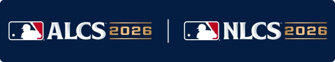 Promotional banner displaying MLB championship series logos for ALDS and NLDS.