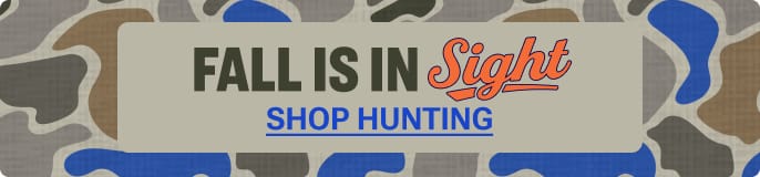 Camouflage-themed hunting promotion featuring seasonal hunting gear and apparel.