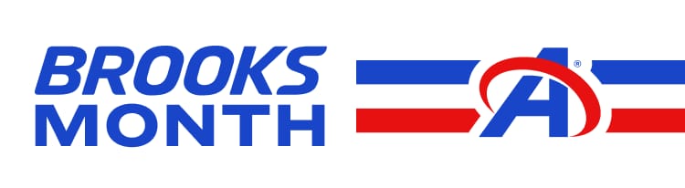 “Brooks Month” promotional banner featuring the Brooks logo and Academy Sports + Outdoors logo.