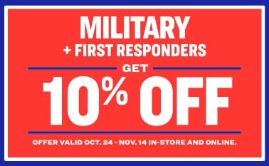 10% OFF discount to healthcare professionals, military and first responders