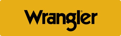 Wrangler brand logo displayed on a yellow rectangular background.