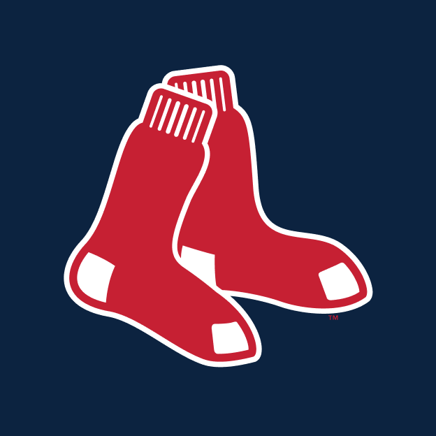 Boston Red Sox logo featuring a pair of red socks on a navy background.