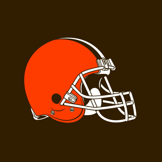 Cleveland Browns orange football helmet logo on a brown background.