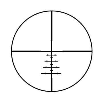 A Christmas tree reticle features hash lines similar to a Christmas tree shape (they get wider at the bottom).