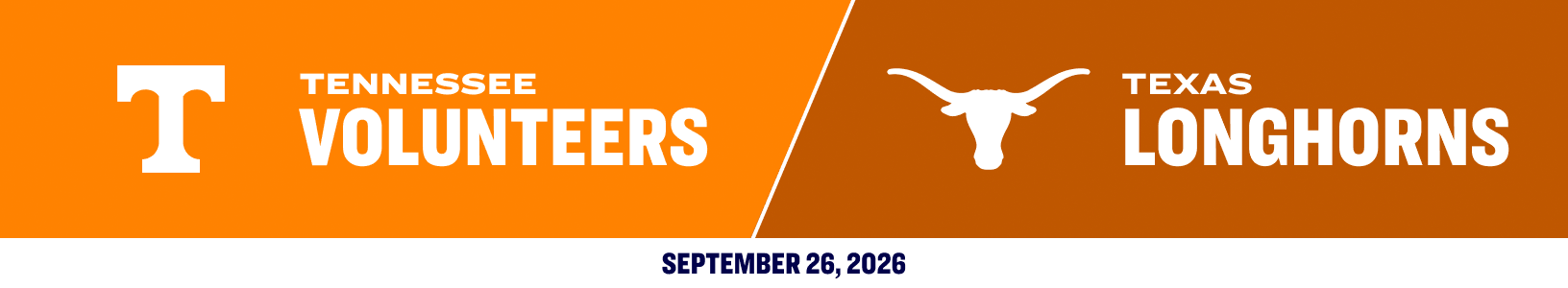 Texas Longhorns versus Tennessee Volunteers. September 26, 2026.