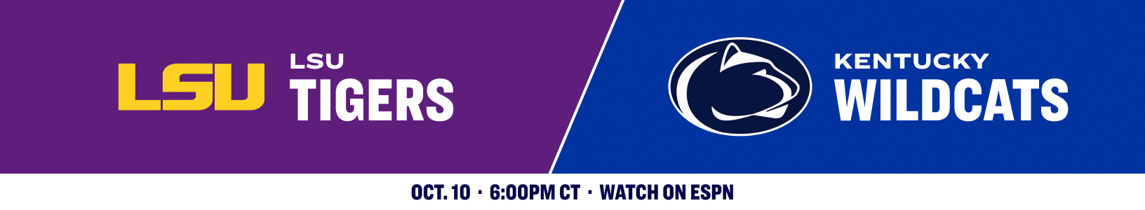 LSU Tigers versus Kentucky Wildcats. October 10, 2026.