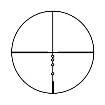 A BDC reticle features dots on the 6 ‘o clock cross-hair and thicker posts on the left, right, and bottom crosshairs.
