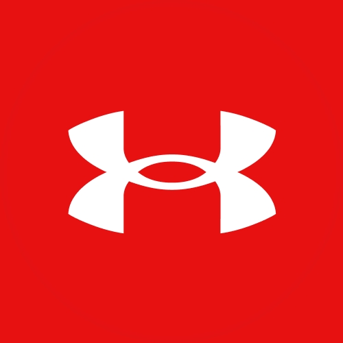 White Under Armour logo on a solid red background.