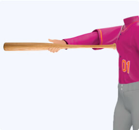 A depiction of how to measure your softball bat hand extended out from your chest in front of you