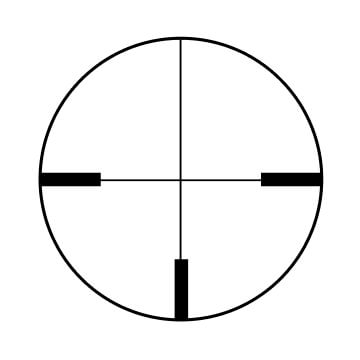 A German reticle features thick right, bottom, and left crosshairs that thin out