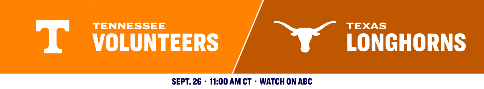 Texas Longhorns versus Tennessee Volunteers. September 26, 2026.