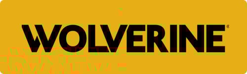 Wolverine brand logo displayed on a yellow rectangular background.
