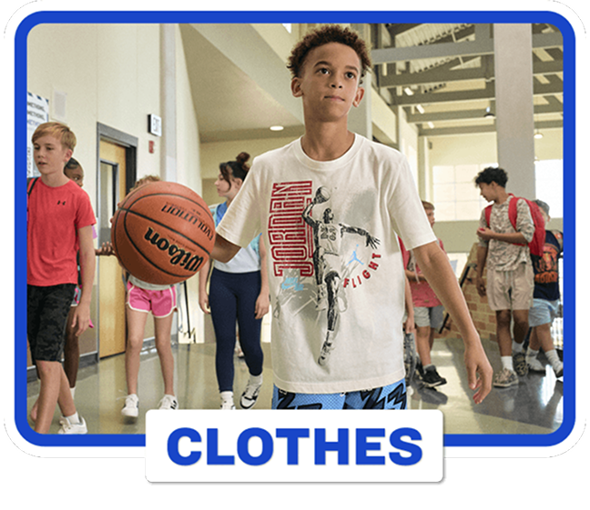 Shop boys' clothes for school.