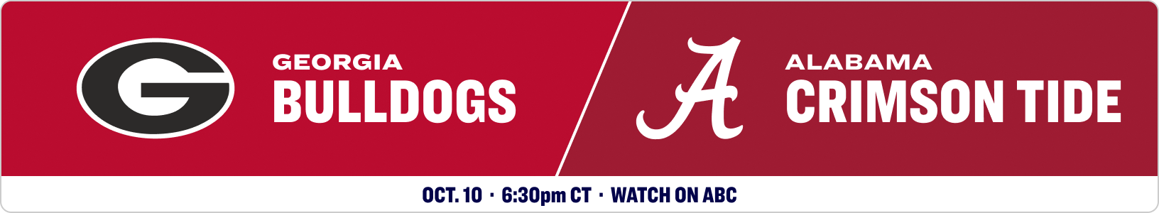 Georgia Bulldogs versus Alabama Crimson Tide. October 3, 2026.