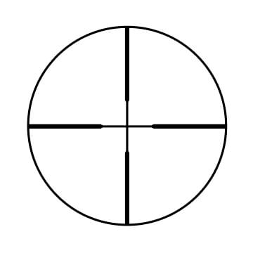 A duplex reticle features thicker posts that thin out in the center.