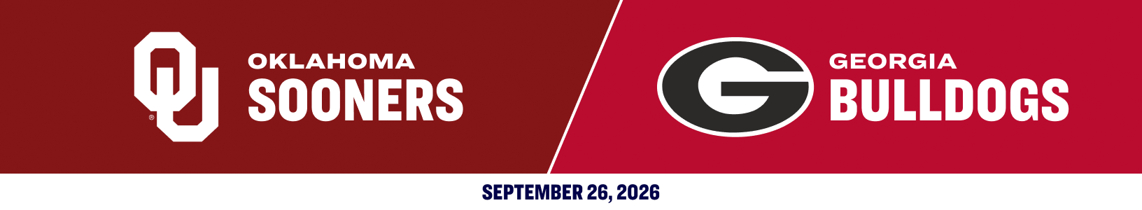Oklahoma Sooners versus Georgia Bulldogs. September 26, 2026.