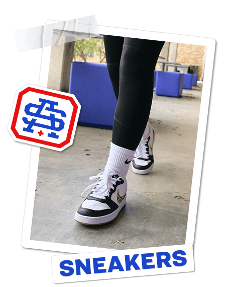 Boys’ back-to-school category banner featuring boys playing outdoors and doing a handstand in a school gym.
