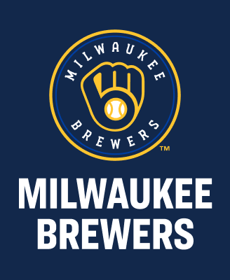 Milwaukee Brewers team banner featuring the Milwaukee Brewers glove logo on a navy blue background with the text Milwaukee Brewers.