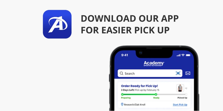 Download our Academy Sports + Outdoors App for easier pick up.