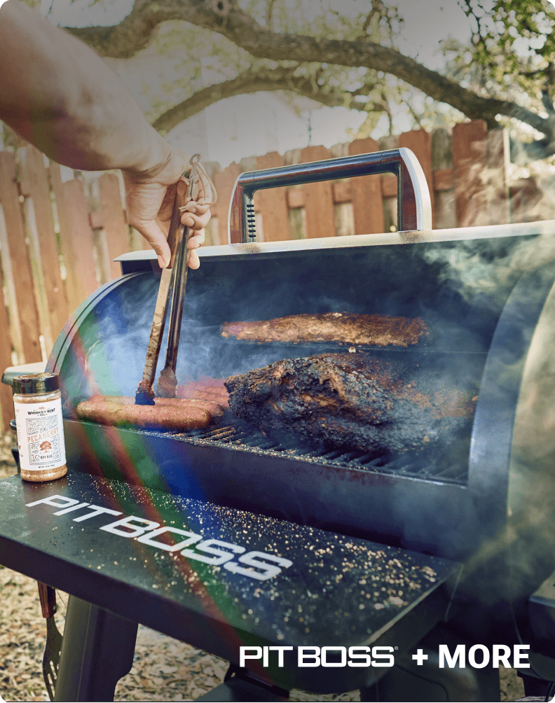 Pit Boss grill with meat cooking.