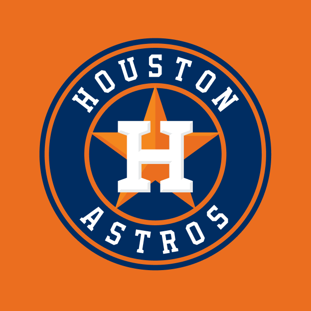 Houston Astros circular logo with a white star and orange H on an orange background.