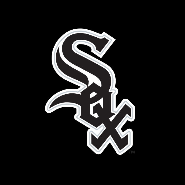 Chicago White Sox interlocking SOX logo in white on a black background.