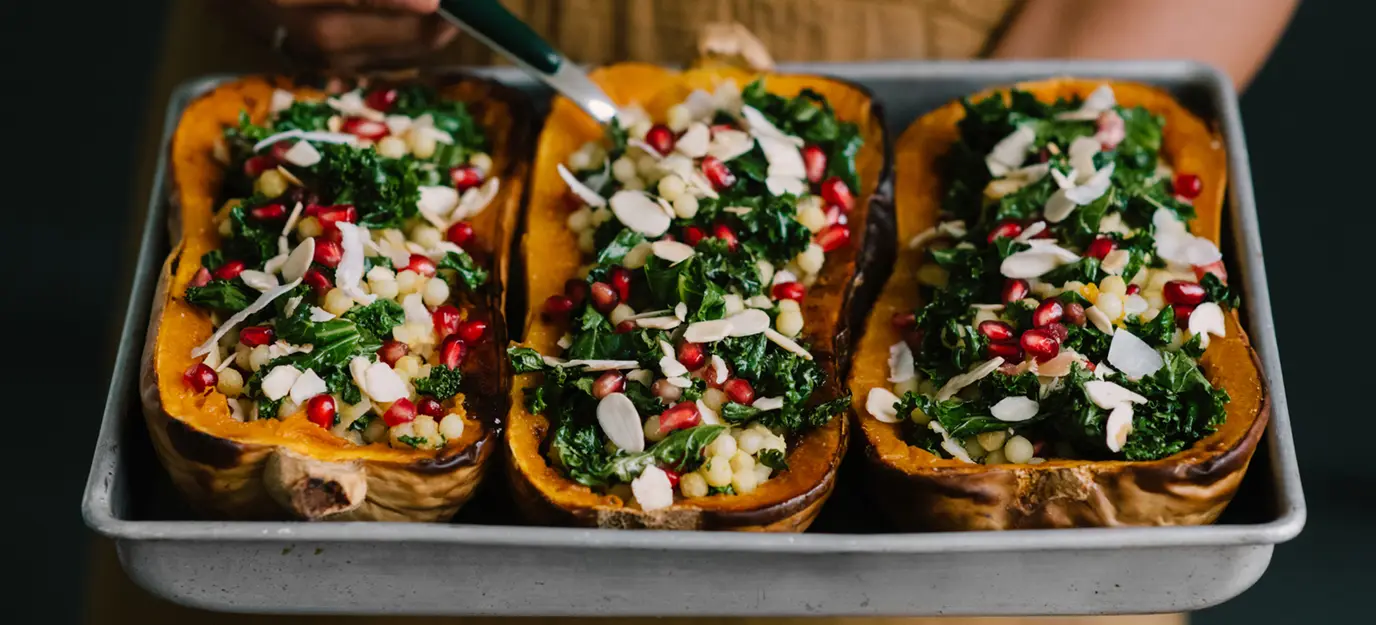 Couscous stuffed butternut pumpkins