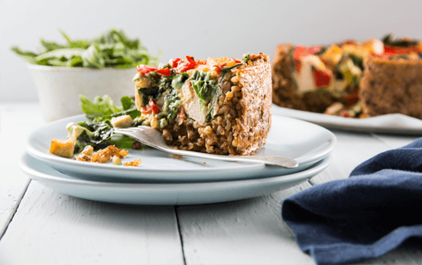 Spinach quiche with brown rice crust Spinach quiche with brown rice crust