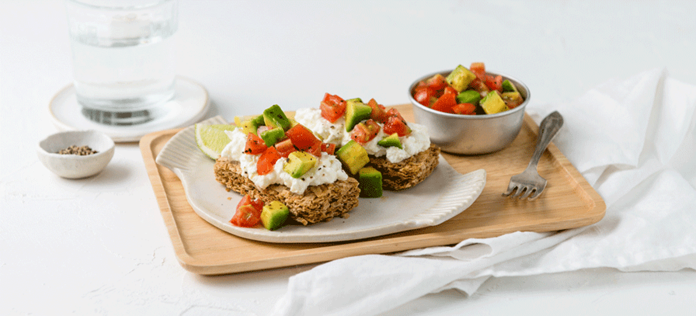 Avocado, cottage cheese, tomato spread