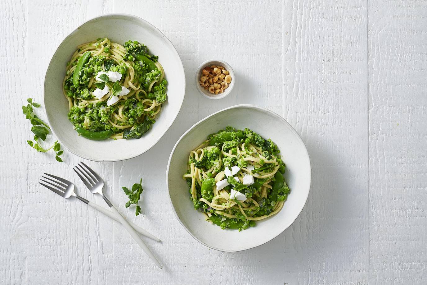 Spring pea linguine