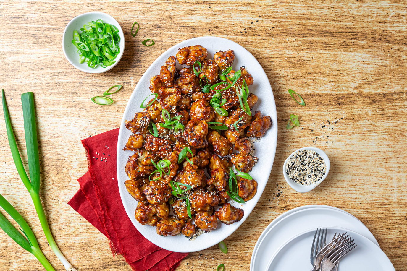 Baked Cauliflower Bites with Sticky Marmite and Garlic Sauce