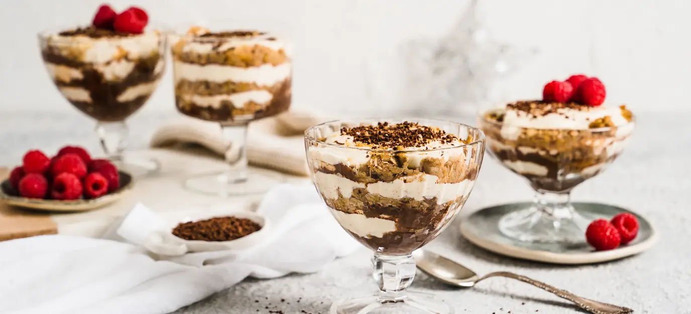 Hot chocolate tiramisu parfait cups