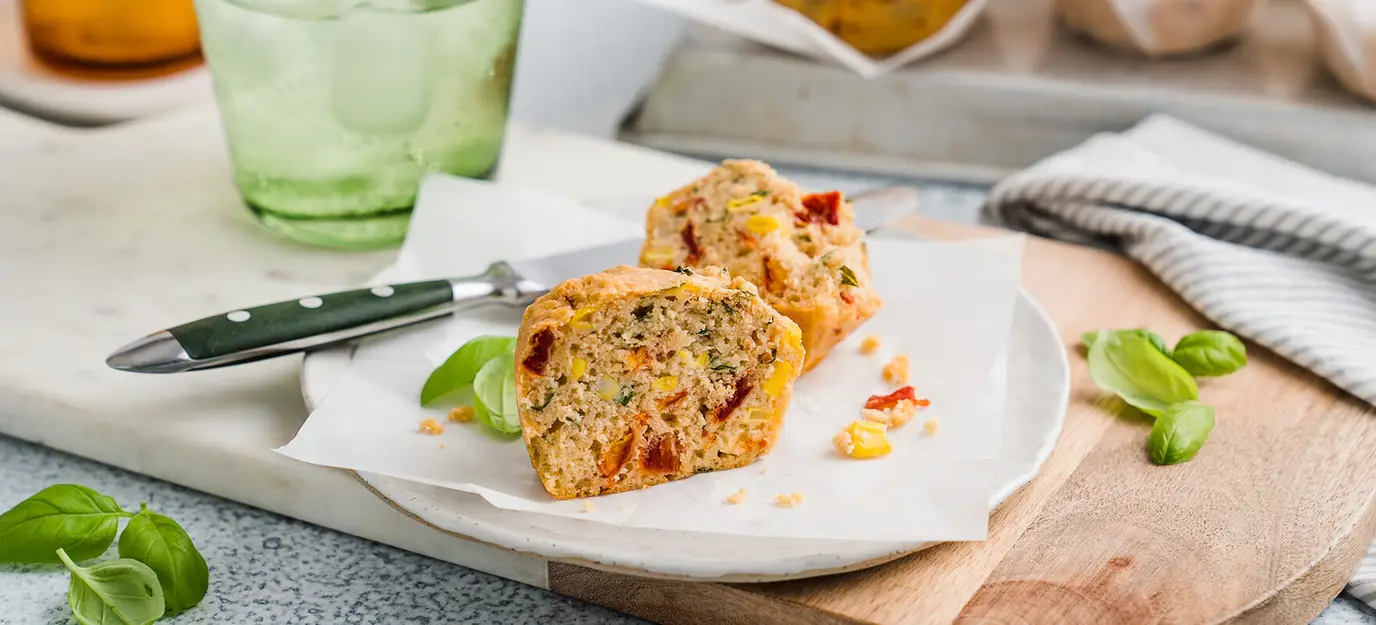 Sweet corn & tomato muffins