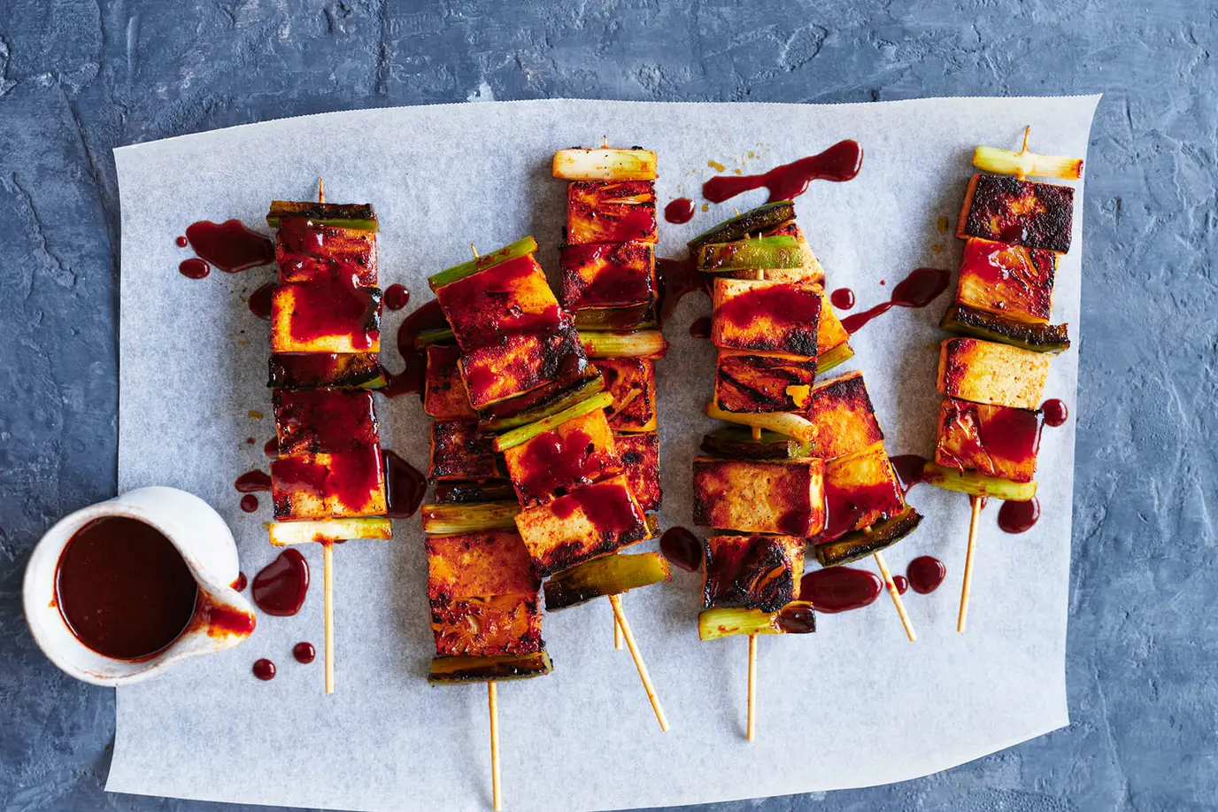 Smoky BBQ tofu skewers