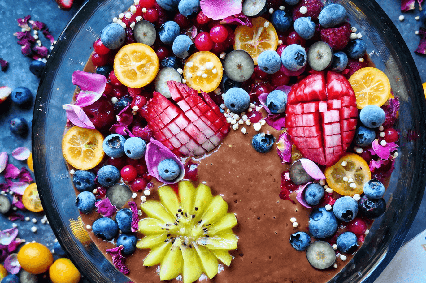 Chocolate PB&J smoothie bowl