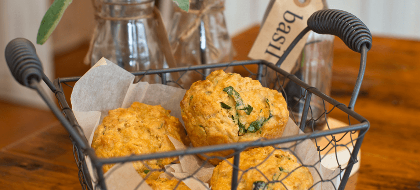 Cheese, basil and black pepper muffins