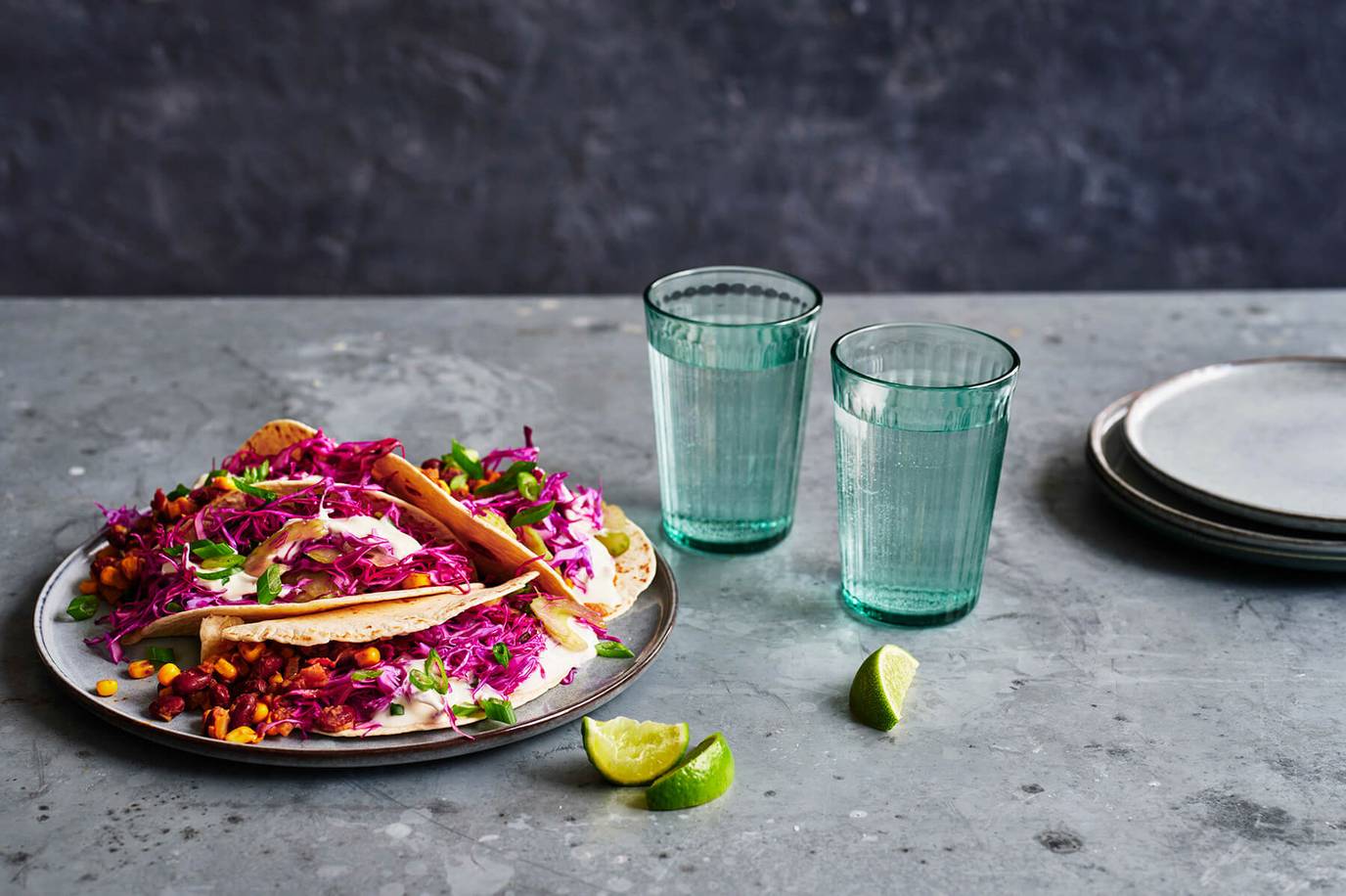 Vibrant bean and corn tacos