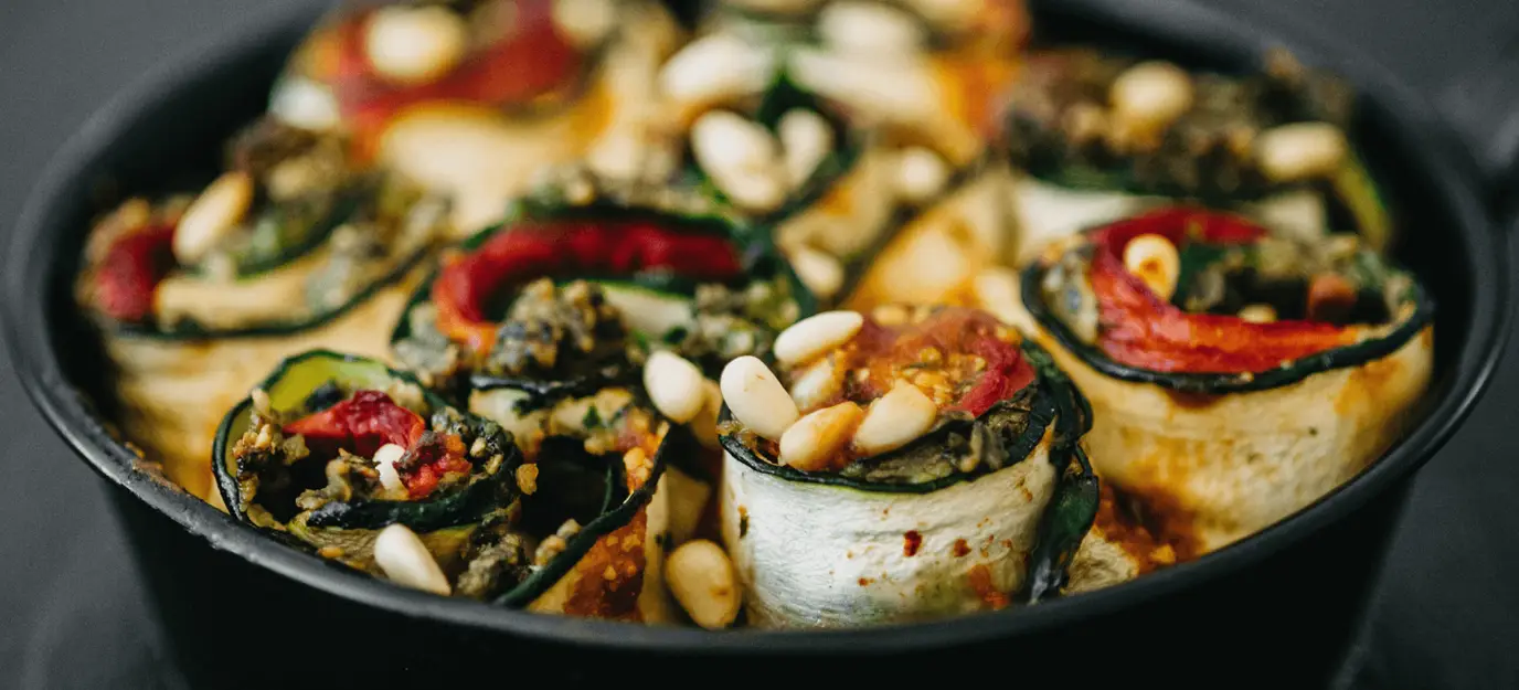 Pesto courgette roll up lasagne